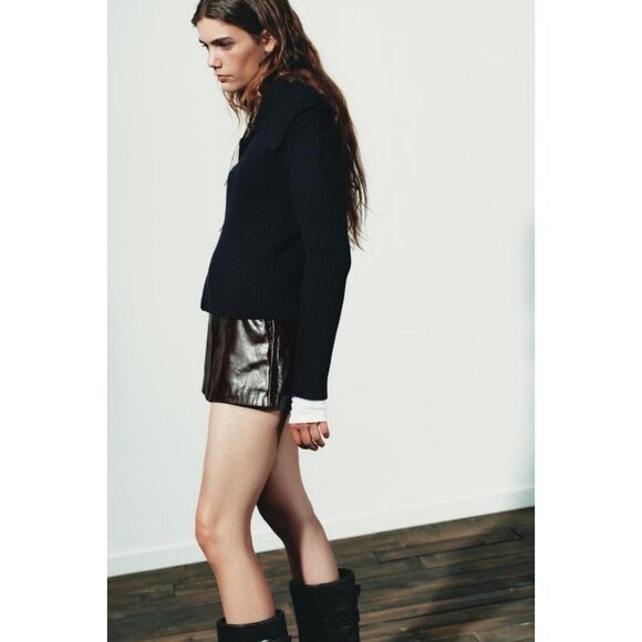 ZARA FAUX LEATHER SHORTS - Picture 1 of 8